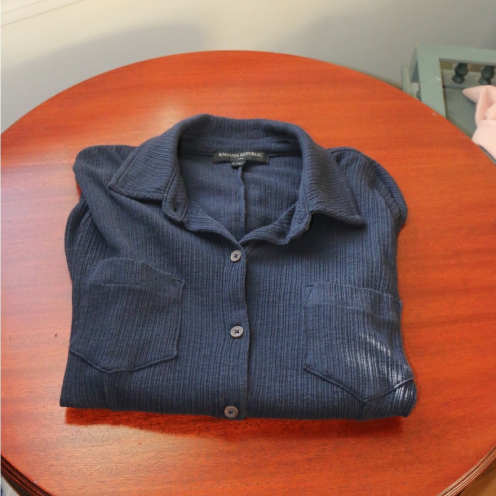 Banana Republic Factory Dark Blue Ribbed Shirt